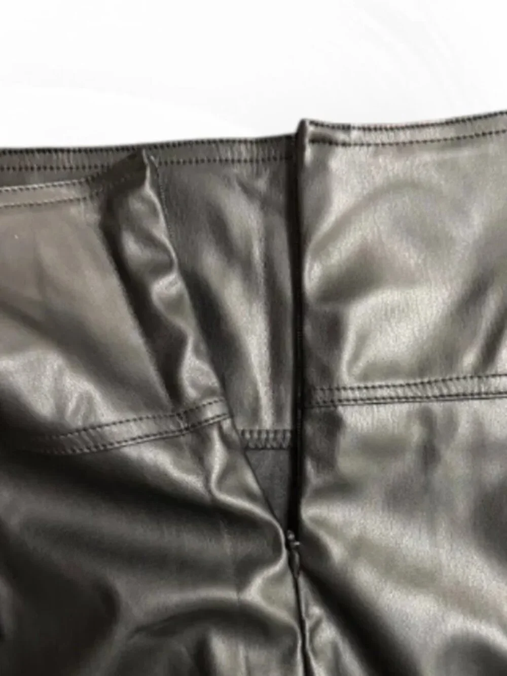 Black Faux Leather High Waist Wrap Skort Skirt Shorts D-Ring Buckle Size L